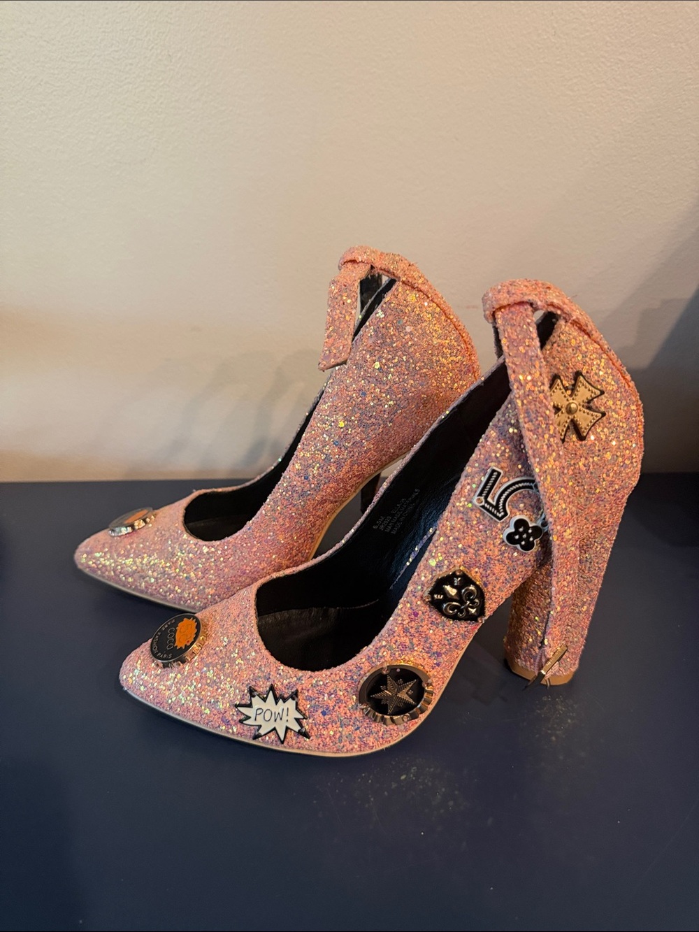 Cape Robbin Pink Sparkle & Pin Ankle Strap Heels Size 6.5